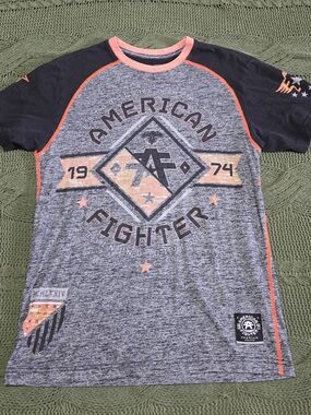 American Fighter Graphic T Shirt Athletics Grey Orange
